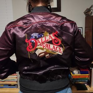 Vintage 70s Dallas Palace silk bomber jacket
